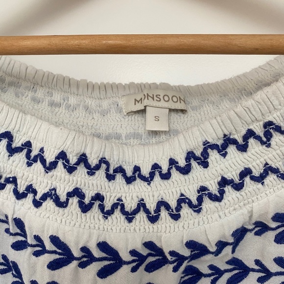 Monsoon Blue Embroidered Off Shoulder Top - Picture 4 of 4
